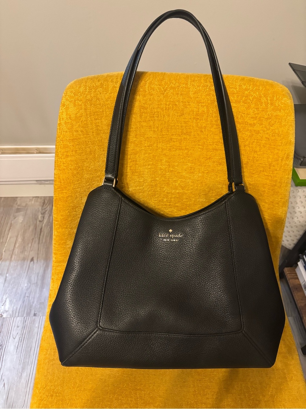 kate spade Lena Black Pebbled Leather Shoulder Bag